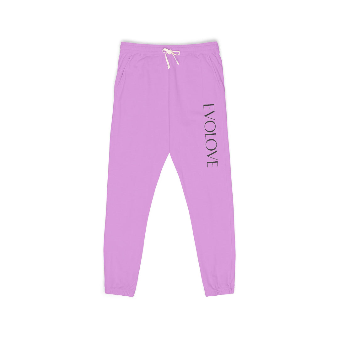 Evolve Vertical Script Sweatpants — Cream Garment-Dyed Fleece Joggers