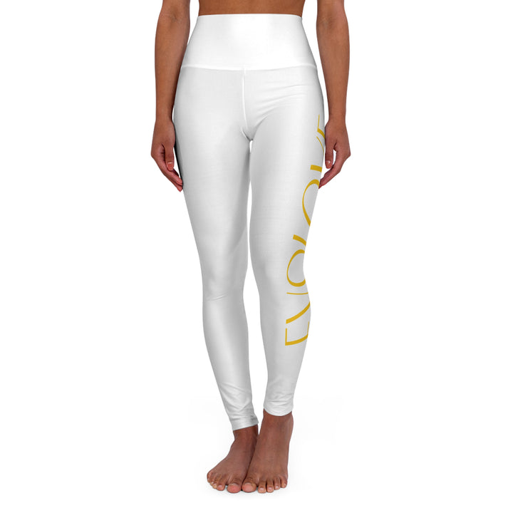 High-Waisted Yoga Leggings with Gold Infinity Waistband — Seamless Activewear for Yoga, Pilates & Everyday Athleisure