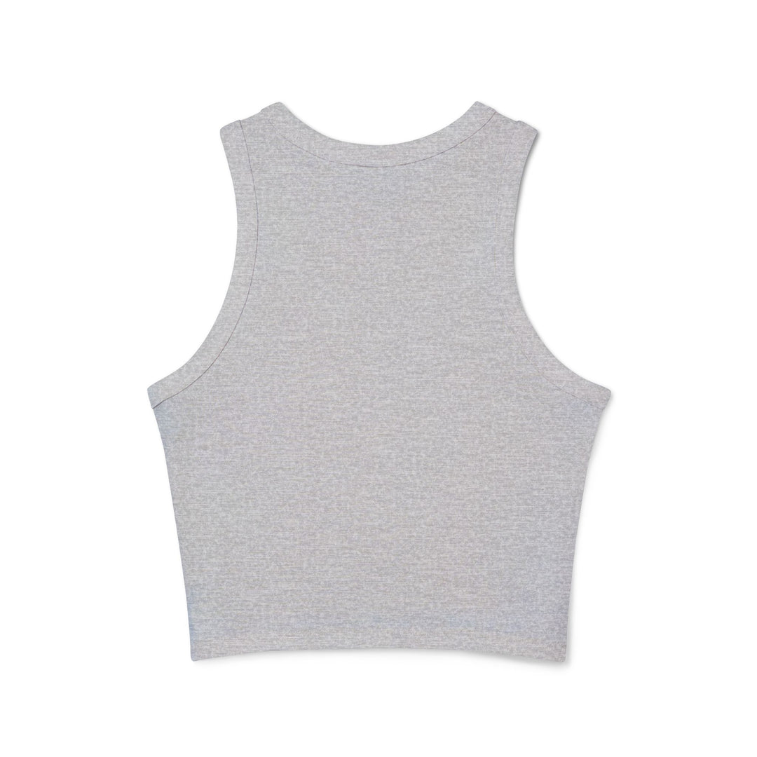 Women's Racer Tank — Gold Infinity "The Sacred Human Revolution" Graphic
