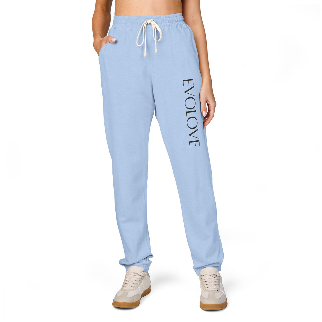 Evolve Vertical Script Sweatpants — Cream Garment-Dyed Fleece Joggers