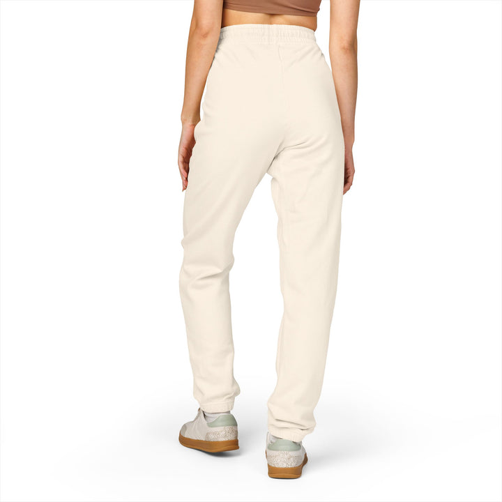 Evolve Vertical Script Sweatpants — Cream Garment-Dyed Fleece Joggers
