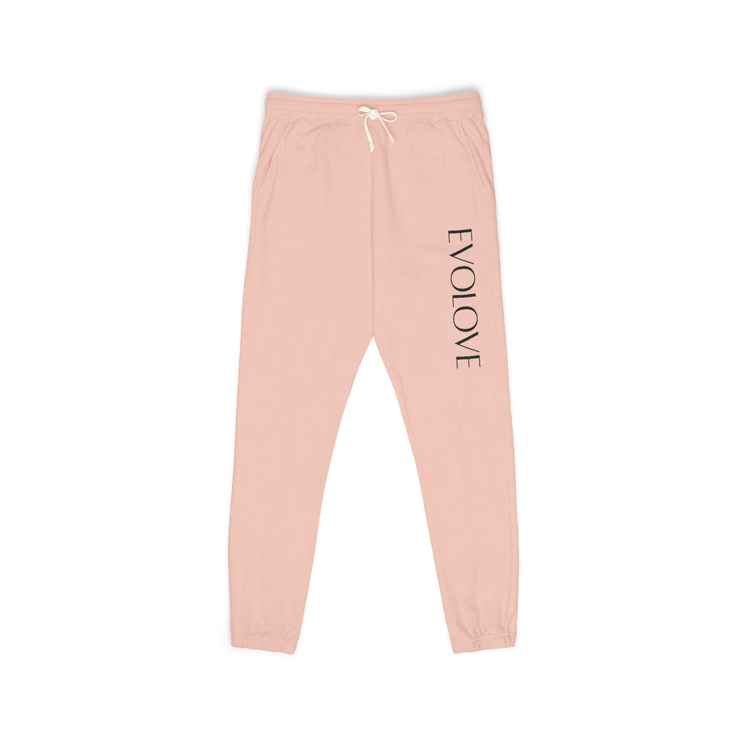 Evolve Vertical Script Sweatpants — Cream Garment-Dyed Fleece Joggers