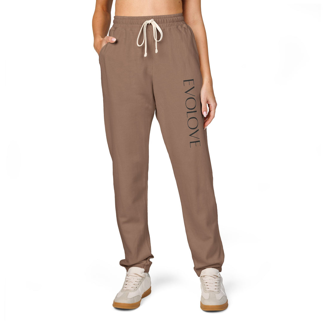 Evolve Vertical Script Sweatpants — Cream Garment-Dyed Fleece Joggers
