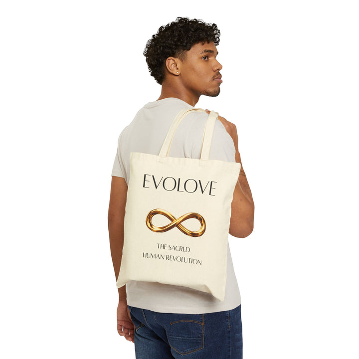 Evolove Infinity Canvas Tote — Gold Infinity Symbol Reusable Bag