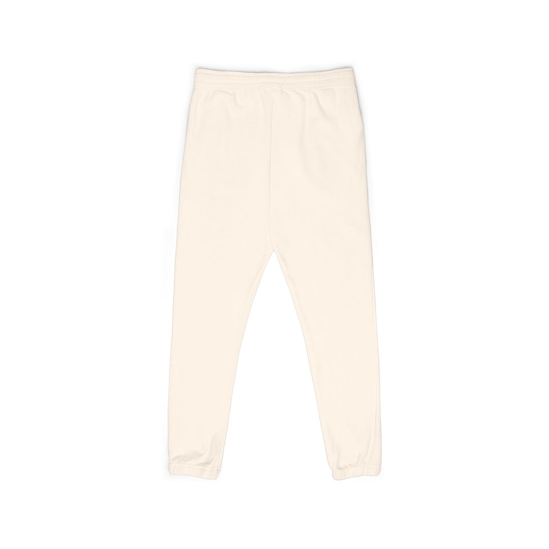 Evolve Vertical Script Sweatpants — Cream Garment-Dyed Fleece Joggers