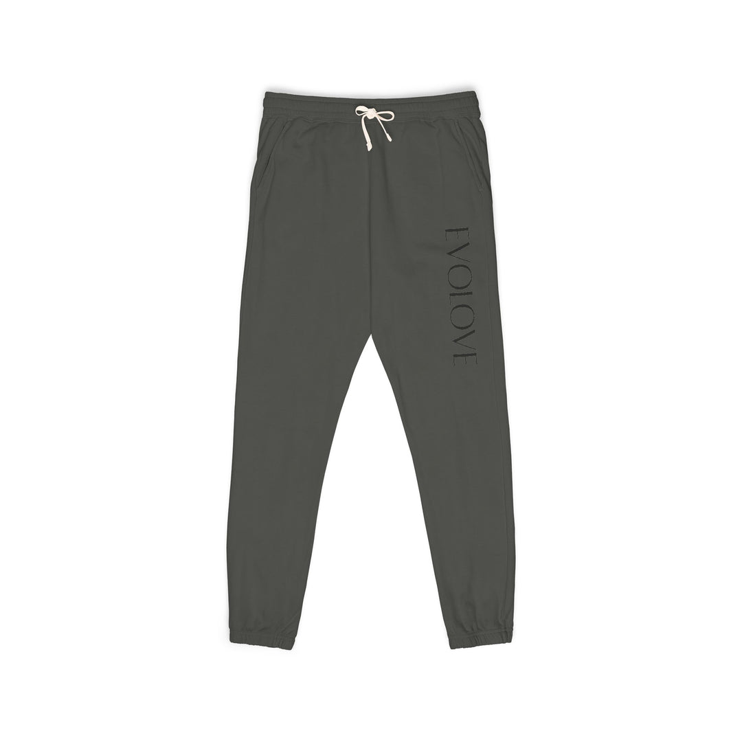 Evolve Vertical Script Sweatpants — Cream Garment-Dyed Fleece Joggers