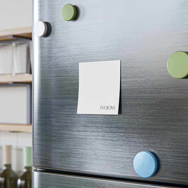 Evolove Branded Sticky Note Pad — Minimal White Post-It with 'EVOLOVE' Corner Logo