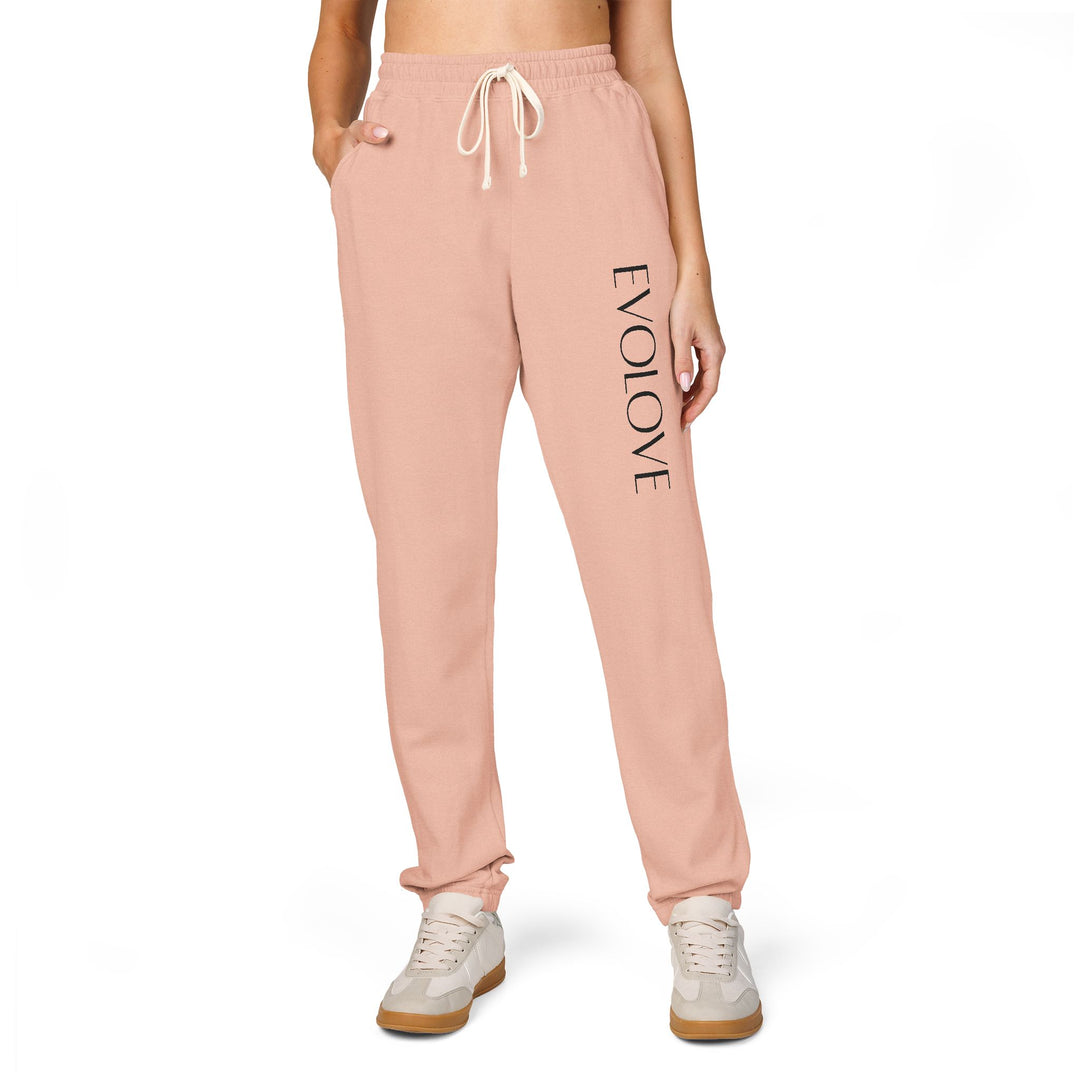 Evolve Vertical Script Sweatpants — Cream Garment-Dyed Fleece Joggers