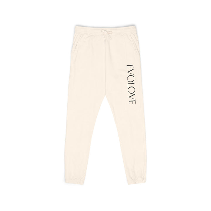 Evolve Vertical Script Sweatpants — Cream Garment-Dyed Fleece Joggers