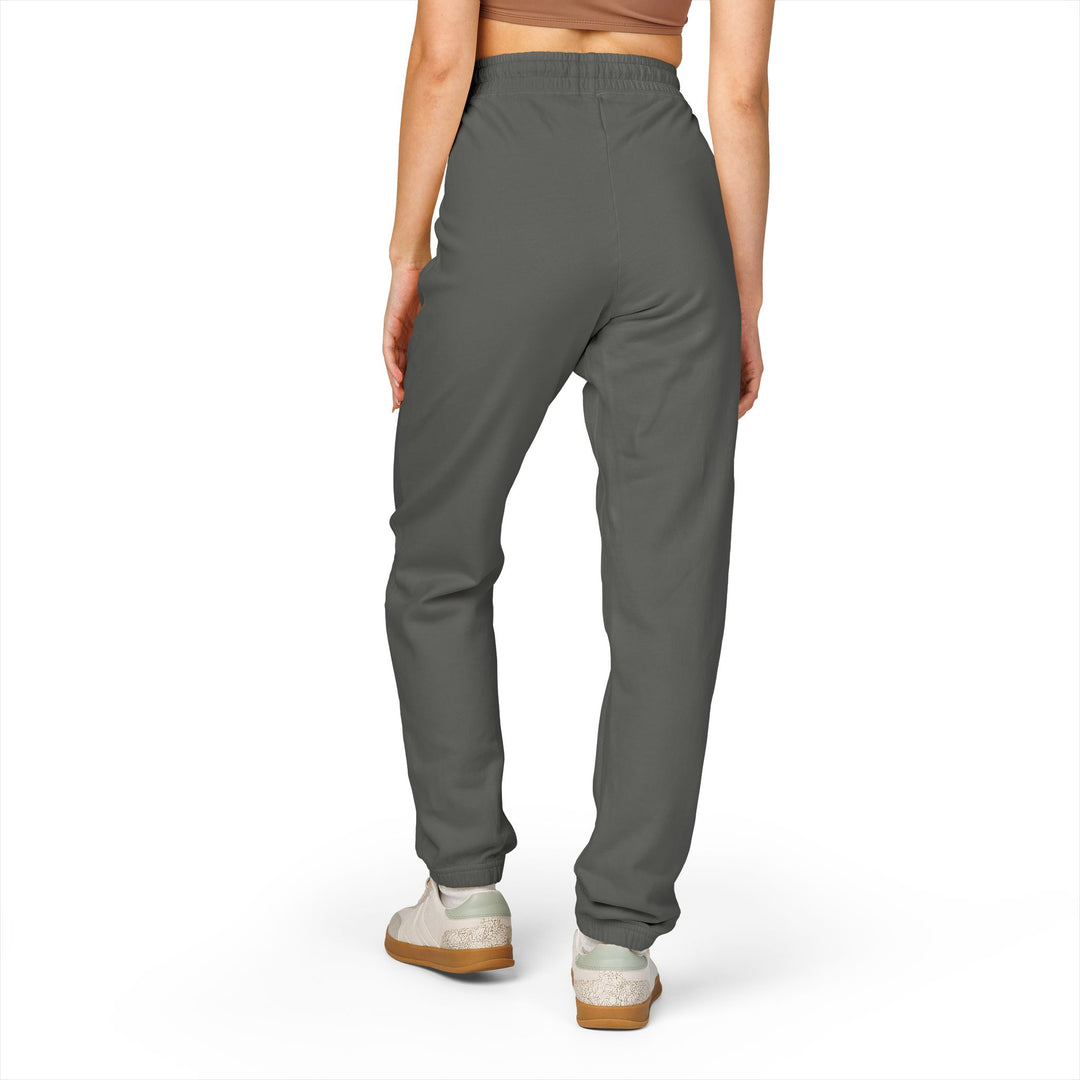 Evolve Vertical Script Sweatpants — Cream Garment-Dyed Fleece Joggers